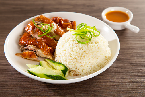 Roasted Chicken Rice from a hawker stall in Malaysia