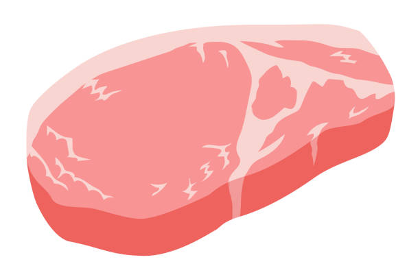 흰색 배경에 신선한 돼지 고기 조각 - pork chop illustrations stock illustrations