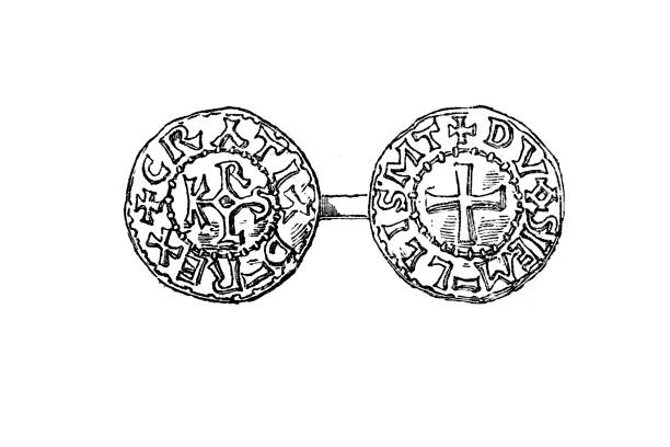 moneta karola iii, zwana prostą lub prostą, była królem zachodniej francii od 898 do 922 i królem lotharingii od 911 do 919-23. był członkiem dynastii karolińskiej. - francia stock illustrations