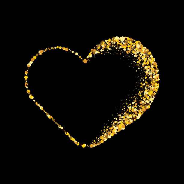 istock Valentine s day, poster design element, valentines with small golden dust in the shape of a heart on a black background 1302278049