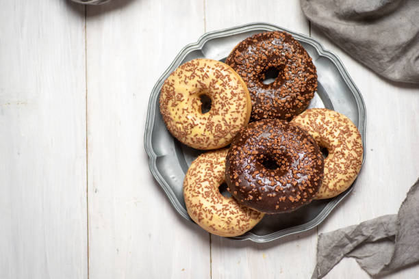 Sweet donuts with chocolate sprinkles