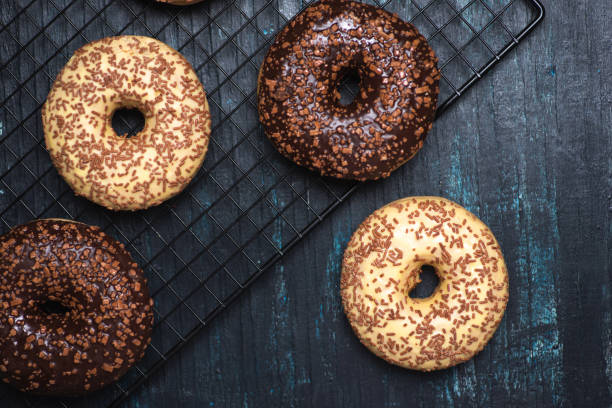 istock Sweet donuts with chocolate sprinkles 1302278970