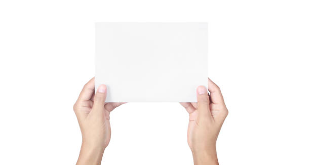 istock Hands holding paper blank for letter paper 1302280803