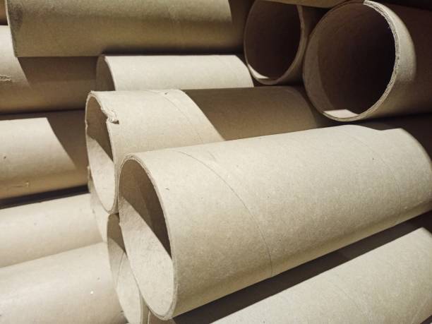 istock Cardboard sleeves for winding linoleum and carpet. 1302282003