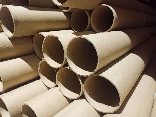 istock Cardboard sleeves for winding linoleum and carpet. 1302282074