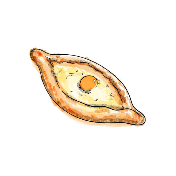 istock Vector khachapuri isolated on white background. Traditional Georgian cuisine. Flat illustration. 1302282262
