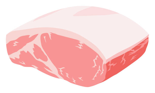 ilustrações, clipart, desenhos animados e ícones de pedaço de carne de porco crua contra fundo branco - pork chop illustrations