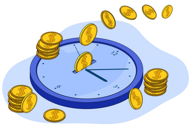 zeit ist geld - time time is money clock dollar sign stock-grafiken, -clipart, -cartoons und -symbole