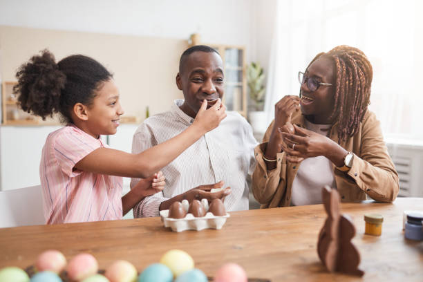 African American Family Enjoying Easter Preparations