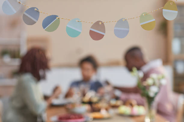 Modern African American Family Celebrating Easter Background