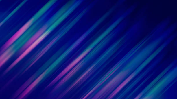 speed motion stripe neon colorful abstract blue blurred prism spectrum lines black background dark bright technology tilt pattern telón 16x9 formato distorsionado macro fotografía - prism spectrum laser rainbow fotografías e imágenes de stock