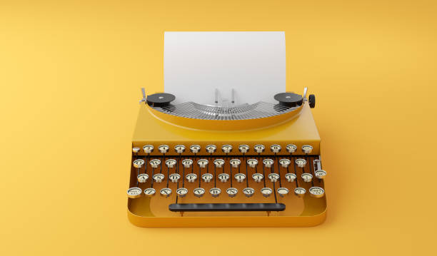 istock Retro vintage typewriter in single color style 1302286454