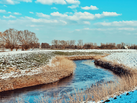 View on the river de Zenne in Weerde ( Zemst) in winter.