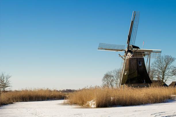 istock A frozen landscape with a windmill on the background 1302289865