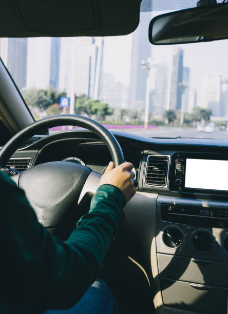 istock Driving car on city road 1302290841