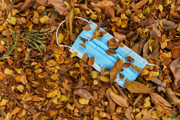 istock face mask lying on the ground in the forest 1302292485