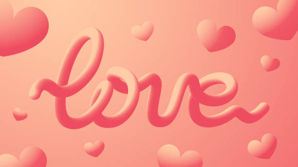 istock Volumetric inscription love and hearts 1302294934