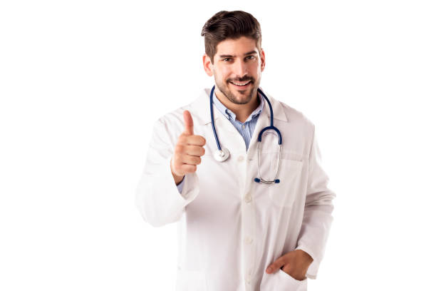 istock Studio shot of positive minded practitioner posing with thumbs up 1302295188