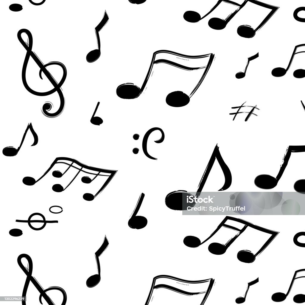 Music Notes Pattern Seamless Texture Of Hand Drawn Musical Symbols Black Sound Signs On White Background Calligraphic Writing Vector Decorative Template For Textile And Wallpaper Stock Illustration - Download Image Now - iStock Music Notes Pattern Seamless Texture Of Hand Drawn Musical Symbols Black Sound Signs On White Background Calligraphic Writing Vector Decorative Template For Textile And Wallpaper Stock Illustration - Download Image Now - iStock