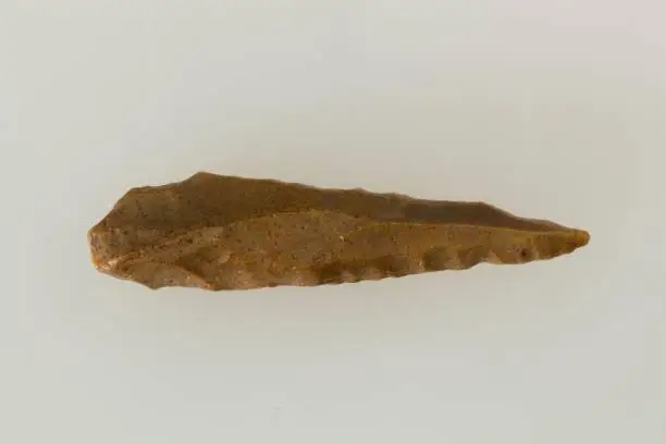 Chipped stone from the Paleolithic period for the production of hunting and utilitarian artifacts.