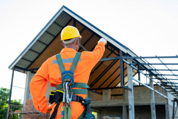 istock Engineer wearing safety harness and safety line working at high place. 1302299475