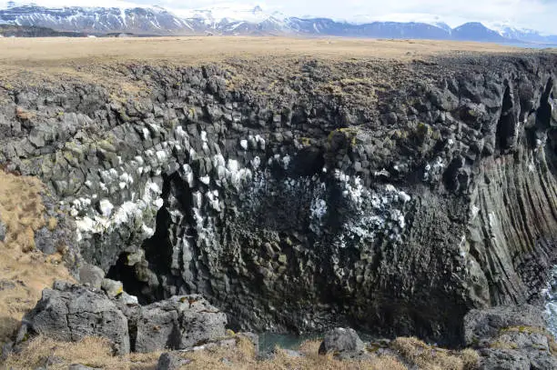 Interesting hexagonal basalt columns and rocks along Iceland's coast.
