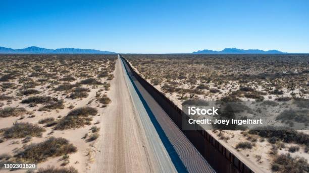 Drone View Of The International Border Between Mexico And The United States Stock Photo - Download Image Now