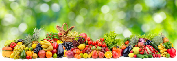 istock Panoramic collection bright fresh fruits and vegetables 1302304868