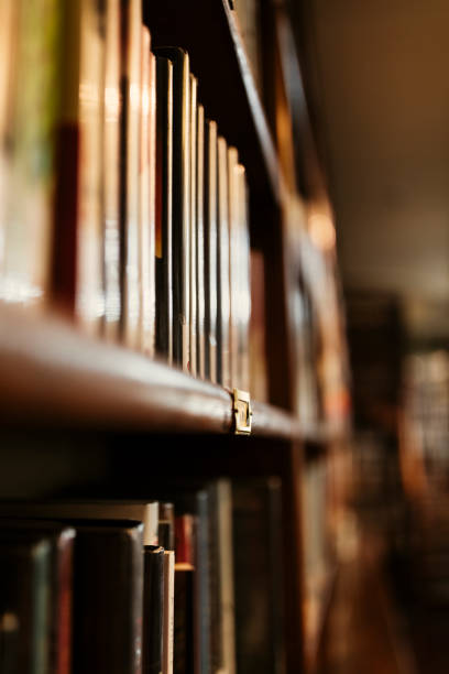 istock Focus on bookshelves of a public library. 1302305017