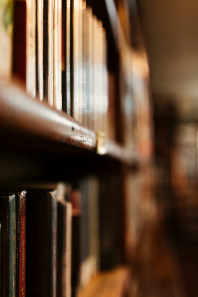 istock Focus on bookshelves of a public library. 1302305062