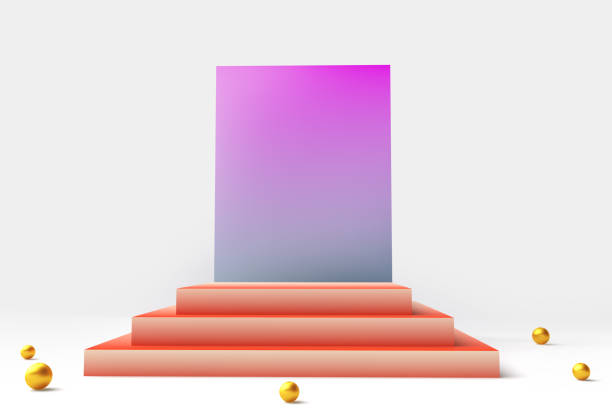 istock Square colorful empty pedestal or podium. Creative minimal concept design. Abstract modern art illustration for presentation template. 3d render. 1302305068