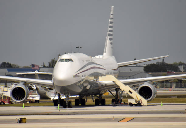 istock Heavy quad jumbo jet on the ground 1302306328