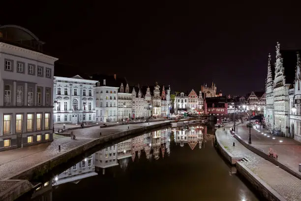 Photo of The Graslei in Ghent during the night