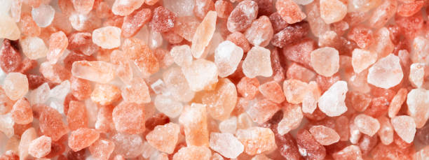 istock Banner with Himalayan pink crystal salt. 1302315802