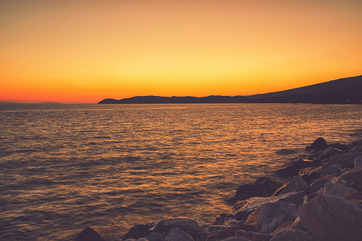 Beautiful sunset on the Greek island