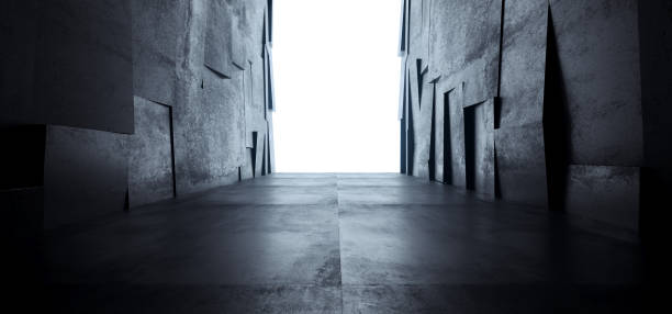 istock Concrete Warehouse Underground  Tunnel Corridor Grunge Spaceship Parking Hangar Hallway Sci Fi Futuristic Modern Background Empty Glossy Cement 3D Rendering 1302323729
