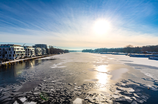 River Spree in Berlin in wintertime