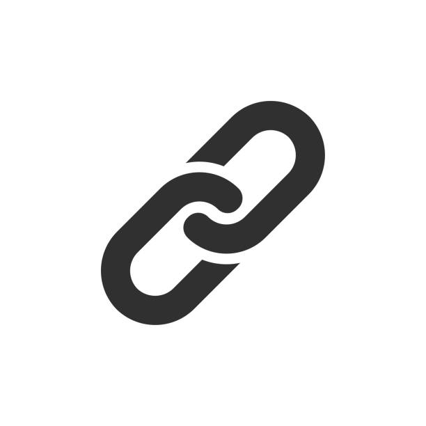 ilustraciones, imágenes clip art, dibujos animados e iconos de stock de icono de dos eslabones de cadena, símbolo adjuntar / bloquear - enlace hipertexto