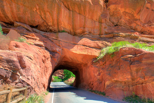 Road Tunnel through Red Rocks-near Denver Colorado