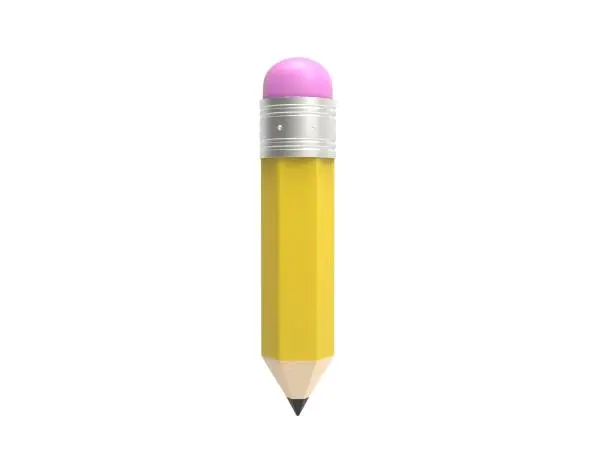 Pencil 3D render model isolated white background.