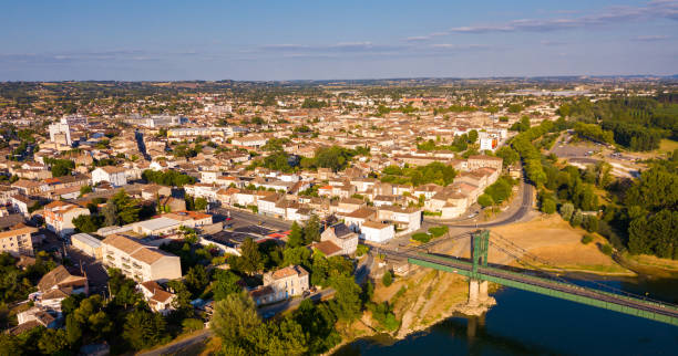 View of Marmande with suspension bridge