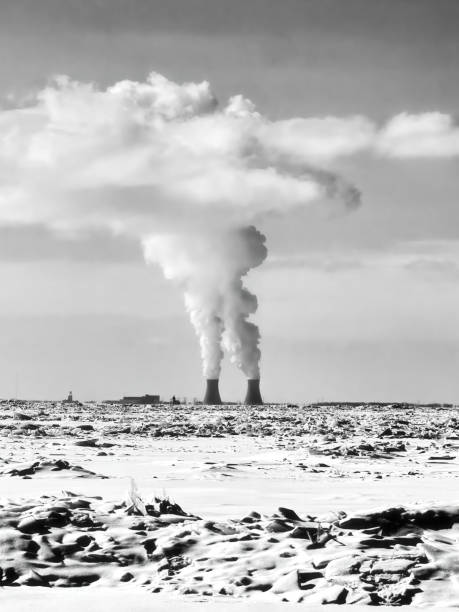 A nuclear reactor power station in Ohio, as seen from across Lake Erie, in Amherstburg, Ontario.