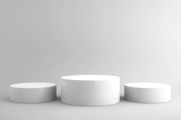 istock 3d background for mock up podium for product presentation, white background, 3d rendering 1302364793