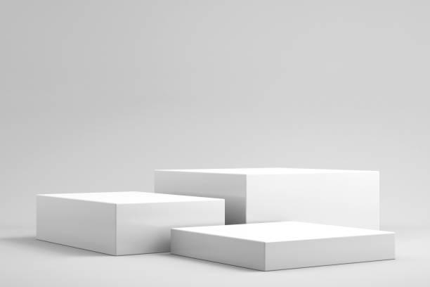 istock 3d background for mock up podium for product presentation, white background, 3d rendering 1302364798