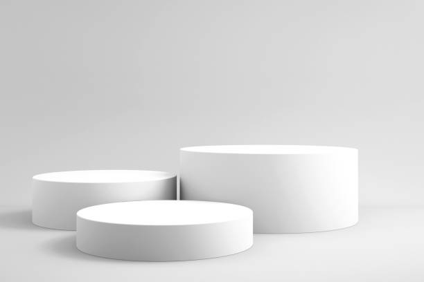 istock 3d background for mock up podium for product presentation, white background, 3d rendering 1302364805
