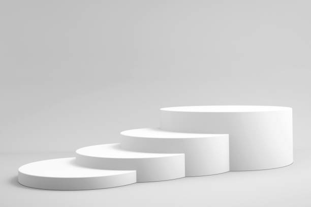 istock 3d background for mock up podium for product presentation, white background, 3d rendering 1302364823