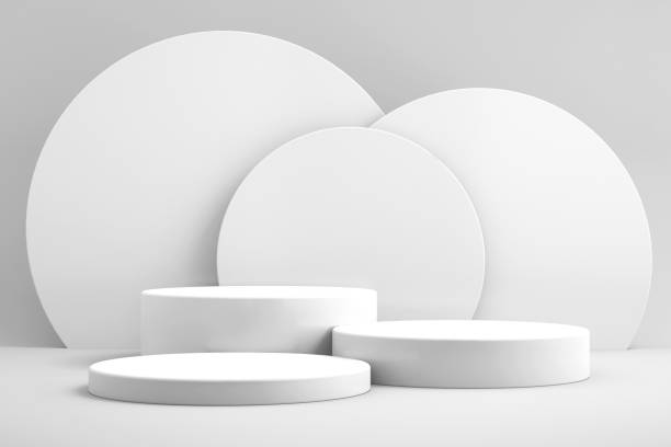 istock 3d background for mock up podium for product presentation, white background, 3d rendering 1302364852