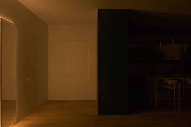 istock Realistic 3D computer visualization of the interior of the kitchen and hall in a modern style 1302371608