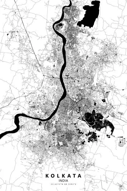 Vector illustration of Kolkata, India Vector Map