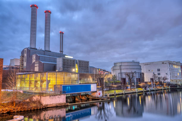 istock Cogeneration plant in Berlin at twilight 1302381325